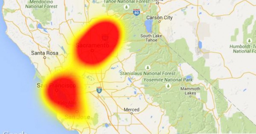 san francisco bay area internet outage effected areas map