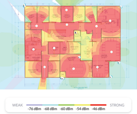 5 Ghz WiFi coverage map medical clinic - Fastmetrics case study