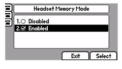 Polycom SoundPoint 650 Headset memory Mode