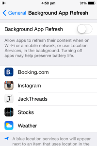 how to make my iphone battery last longer: disable app refresh iphone