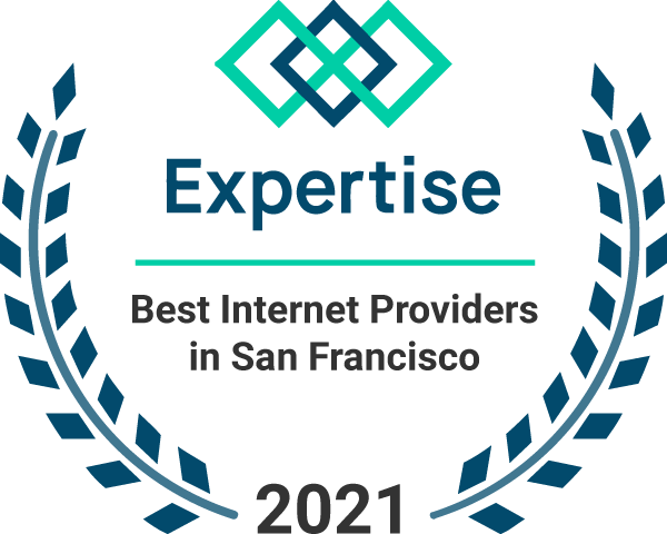 Fastmetrics ISP rated #1 'Best Internet Provider San Francisco 2021' by Expertise - award badge